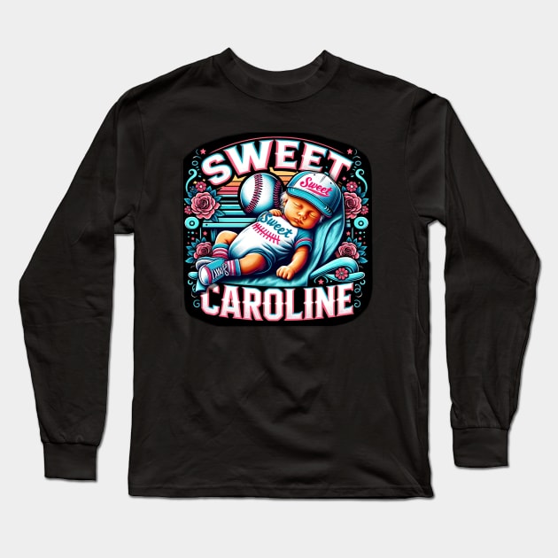 "Sweet Caroline" - New born baby with baseball outfit. Long Sleeve T-Shirt by Kuhio Palms Press